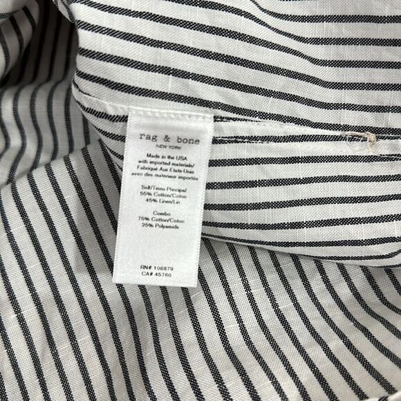 Rag & Bone White And Grey Striped V-neck Long Sleeve Top Size L - Picture 6 of 10